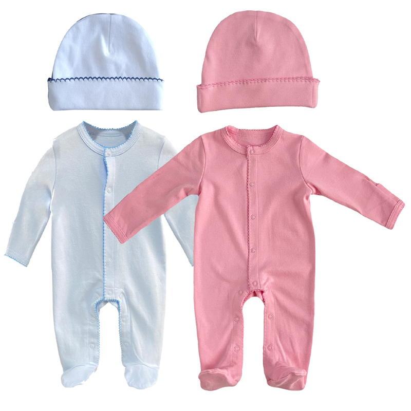 Карыстацкі арганічны бавоўна Picot Trim Footie Swaddle Set